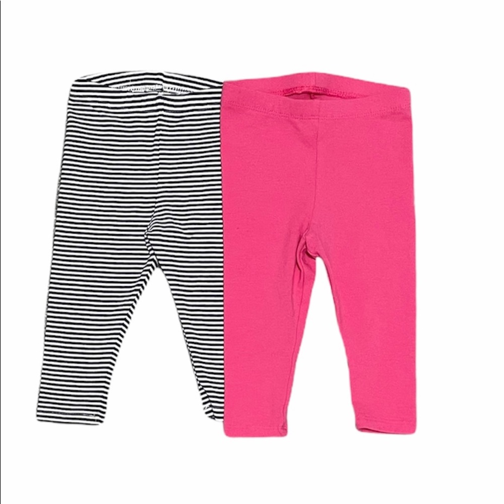Cat & Jack blue striped and solid pink leggings